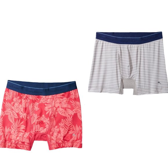 2 Pack Tommy Bahama Mesh Tech Boxer Briefs Underwear $58 Grey & Pink Aloha - Picture 1 of 11